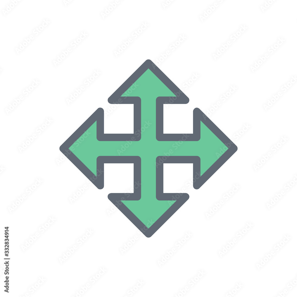 Move Arrows Vector Colour With Line Icon Illustration Move Arrows Vector Colour With Line Icon Illustration