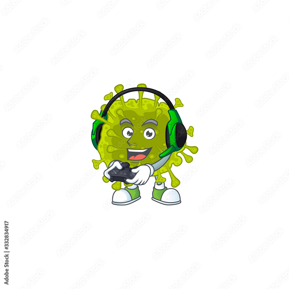 Obraz premium An adorable coronavirus spread in Sailor cartoon character with white hat