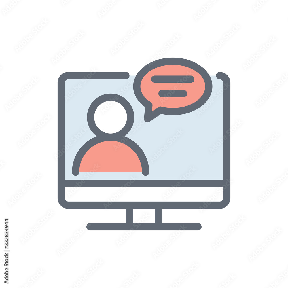 Online Chatting Vector Colour With Line Icon Illustration Online Chatting Vector Colour With Line Icon Illustration