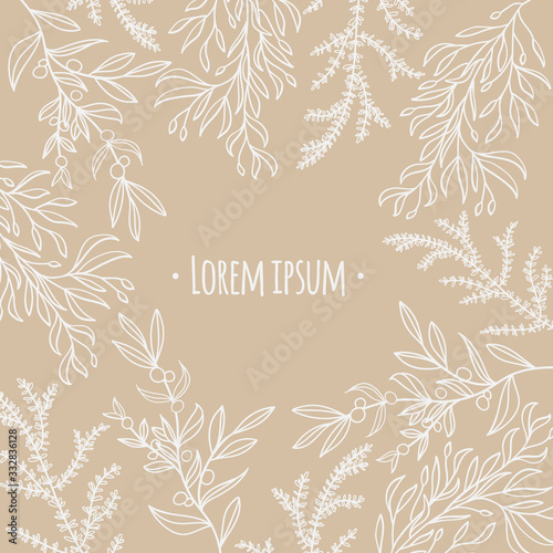 Cozy promotion square web banner for social media mobile apps. Elegant floral promo background. Editable template for social networks posts. Social media pack. Vector stock illustration.