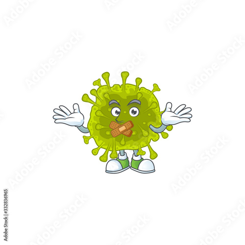 Coronavirus spread cartoon character design concept showing silent gesture