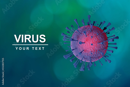 3d ilustration of an virus on blue backgroung with area for your text.