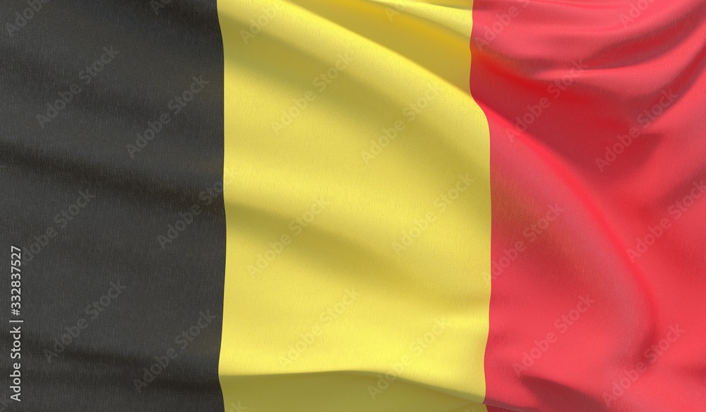 Waving national flag of Belgium. Waved highly detailed close-up 3D render. Waving national flag of Belgium. Waved highly detailed close-up 3D render.