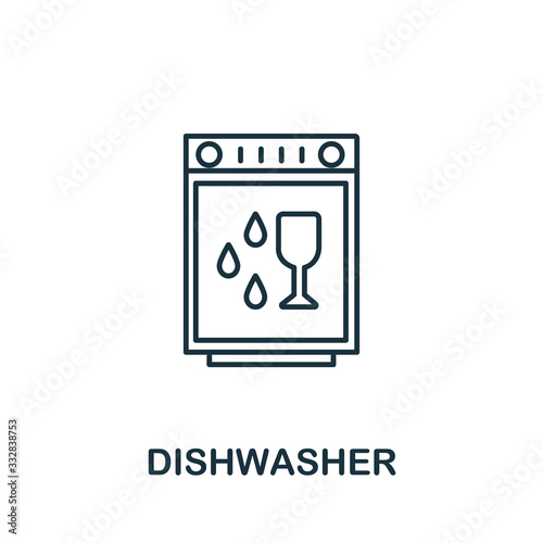 Dishwasher icon from cleaning collection. Simple line element Dishwasher symbol for templates, web design and infographics