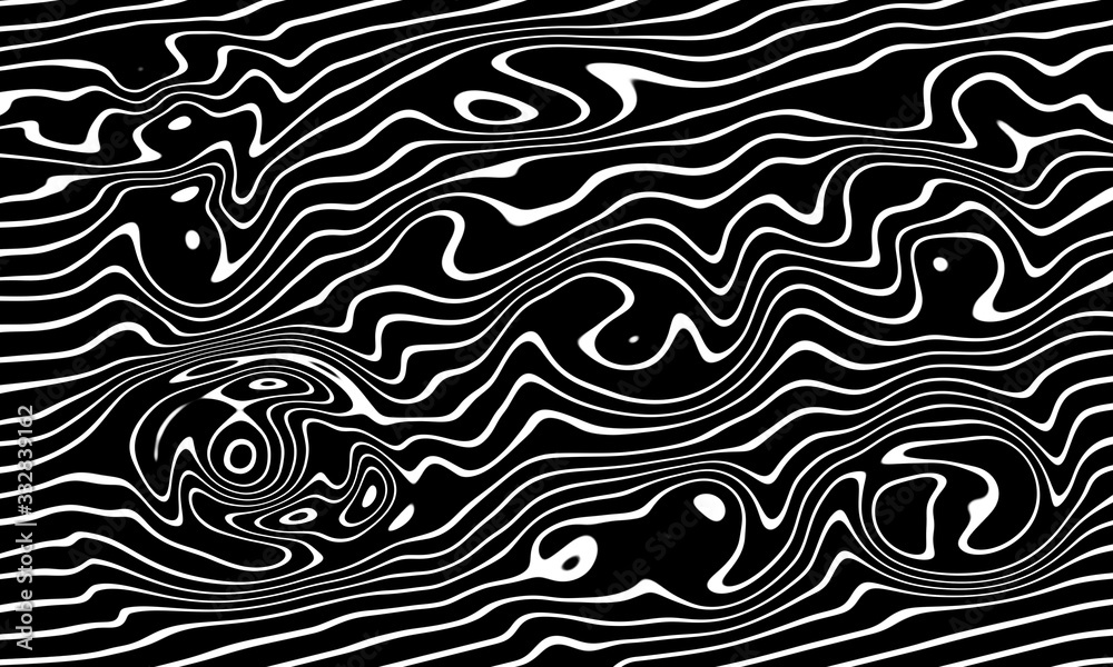 Fototapeta Black and White Abstract, Artistic Pattern. Monochrome Background with the lines, vawes, twirls. Experimental, Animal, Zebra Pattern Design.