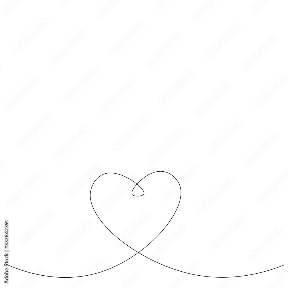 Heart one line draw vector illustration. Heart one line draw vector illustration.