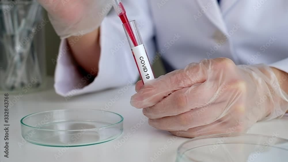corona virus, covid19, influenza and bacteria test for research and development in the laboratory by the doctor or scientist for medicine and vaccine treatment.selective focus.4k slow-motion .