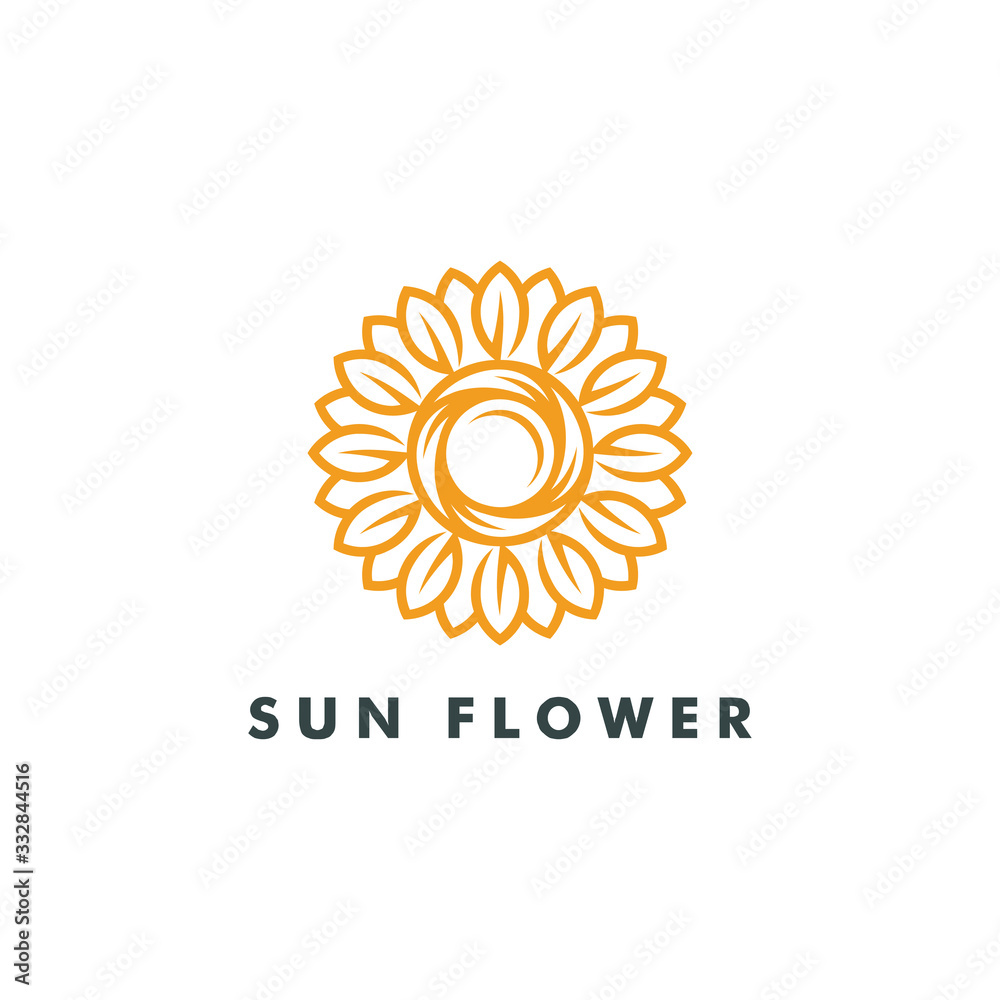Fototapeta premium Sun flower logo design icon vector illustration-07