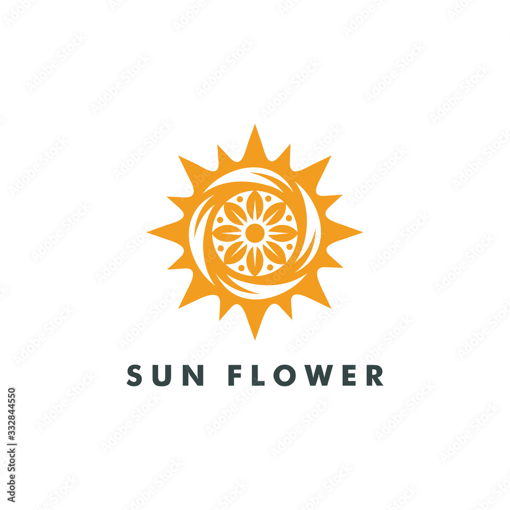 Fototapeta premium Sun flower logo design icon vector illustration-07