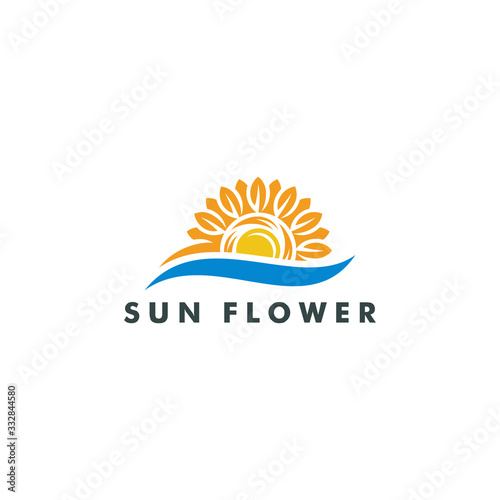 Sun flower logo design icon vector illustration-07