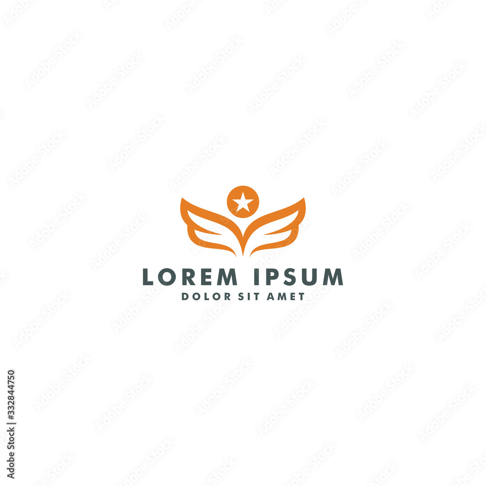 wing star logo design icon vector illustration