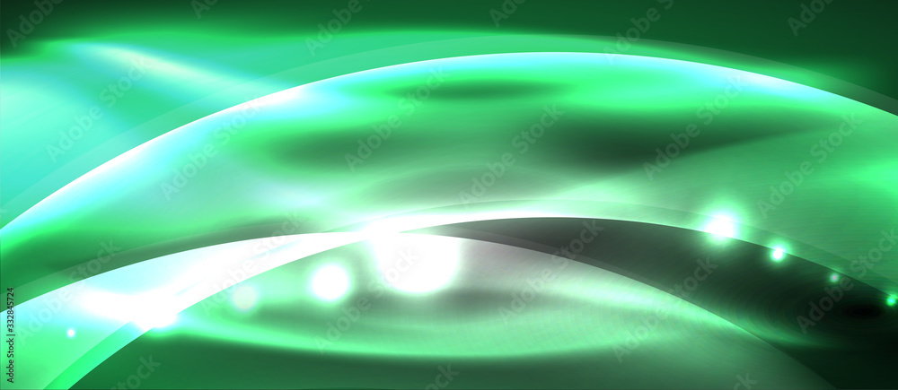 Obraz premium Abstract background. Shiny design neon waves with light effects, techno trendy design. Vector Illustration For Wallpaper, Banner, Background, Card, Book Illustration, landing page