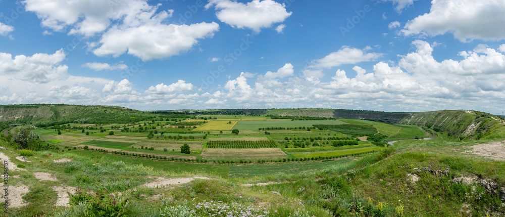 Panoramic view of moldavian rural landsape. Old Orhei, Moldova