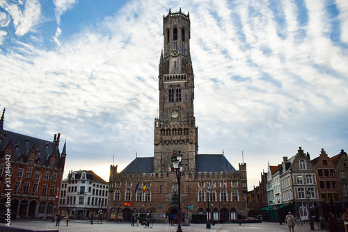 Empty streets of the city center of Bruges in Belgium