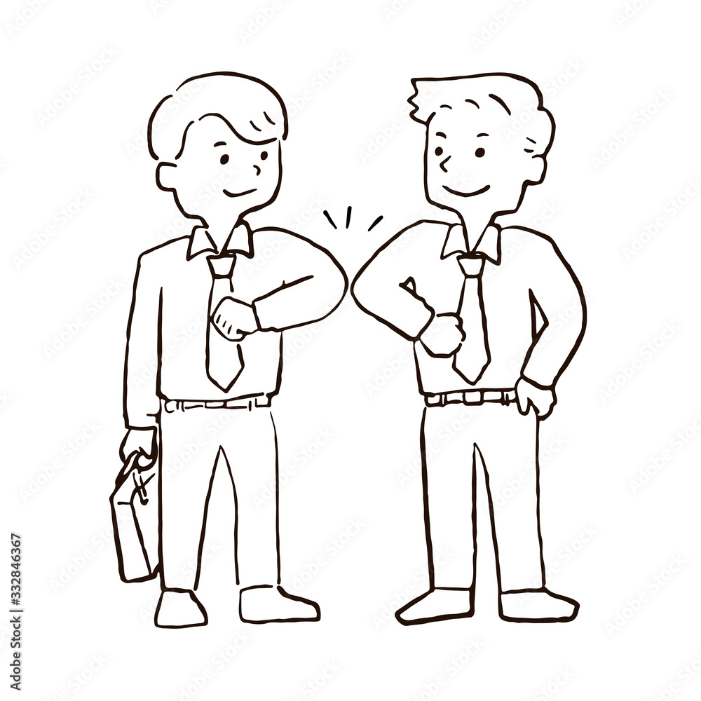 Illustration of a person greeting with elbows together