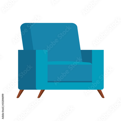 comfortable couch blue color isolated icon vector illustration design