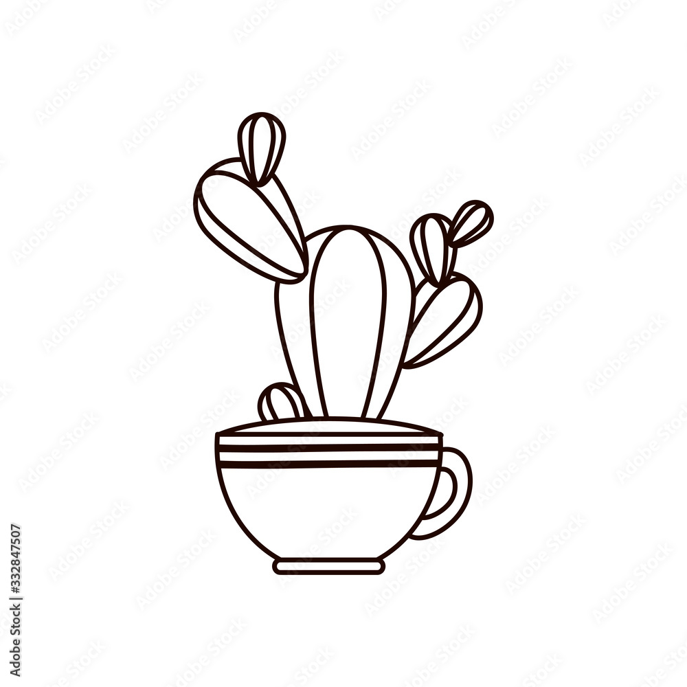 cactus inside potplant line style icon vector design cactus inside potplant line style icon vector design