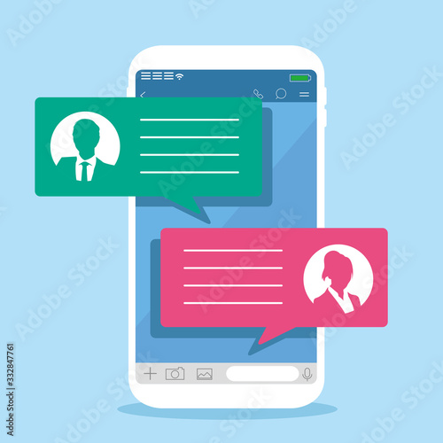 Chat app vector illustration smartphone