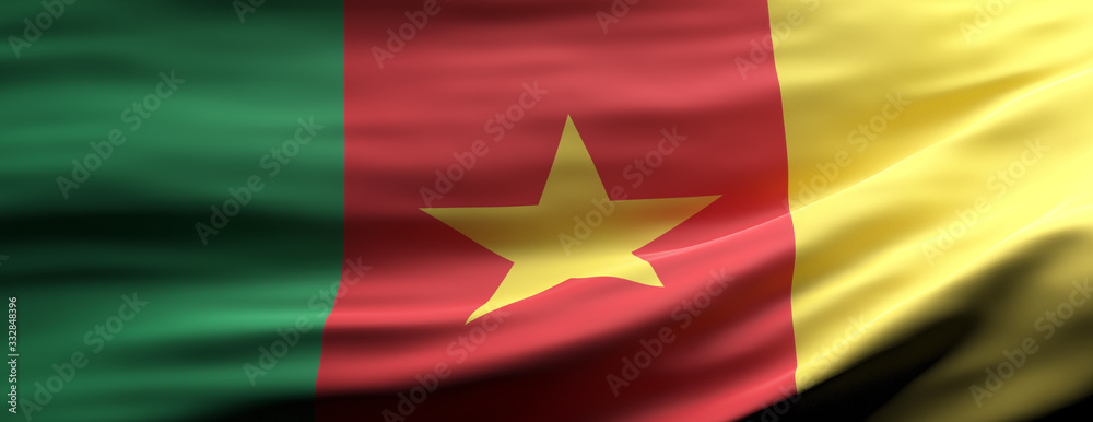 Cameroon national flag waving texture background. 3d illustration Cameroon national flag waving texture background. 3d illustration