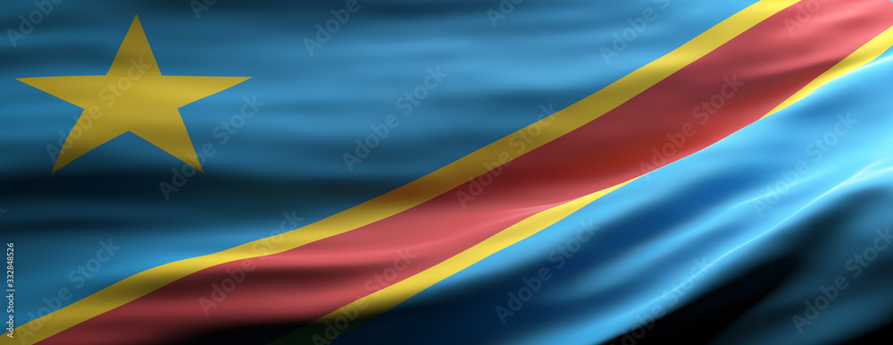 Congo national flag waving texture background. 3d illustration