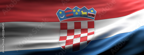 Canvas Print Croatia national flag waving texture background. 3d illustration