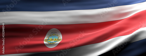 Photography Costa Rica national flag waving texture background