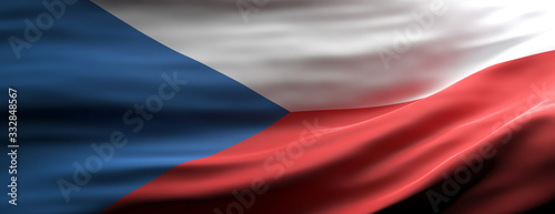 Czech Republic national flag waving texture background. 3d illustration