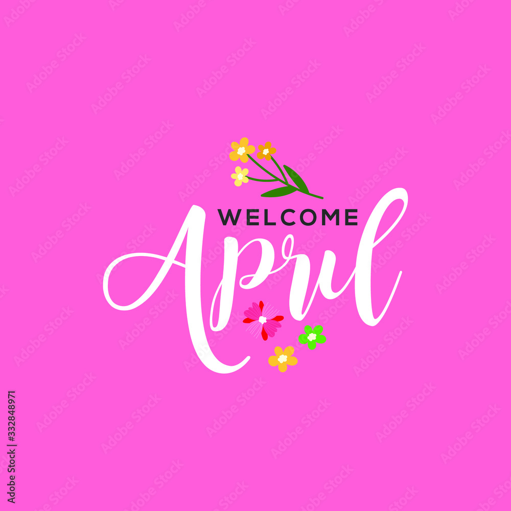 Naklejka premium Illustration Hello April Vector Design