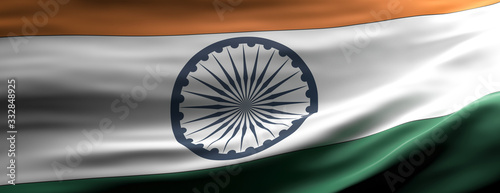 Quadro su tela India national flag waving texture background. 3d illustration