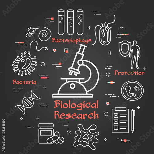 Vector black concept of microscope bio research