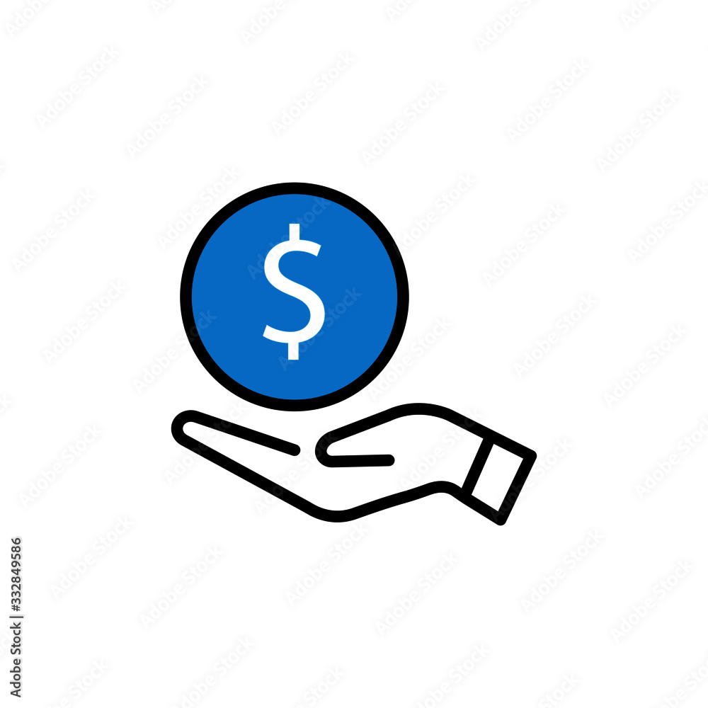 dollar icon in hand symbol vector icon dollar icon in hand symbol vector icon