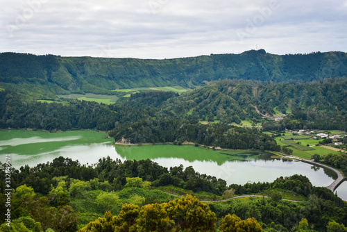 Famous green and blue lakes on San Miguel island. Unknown Potugal.