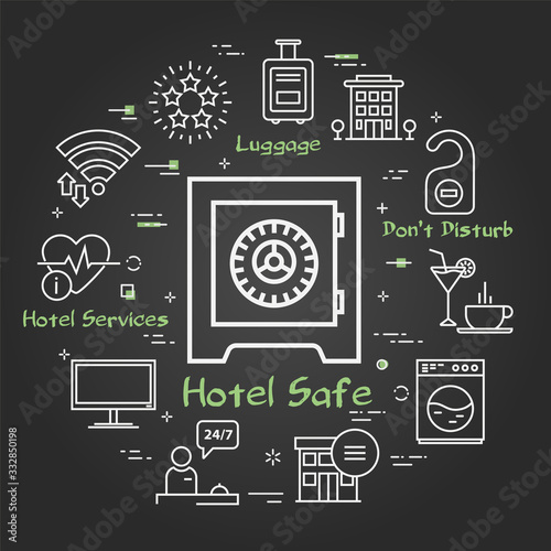 Vector black hotel service square concept - Hotel Safe