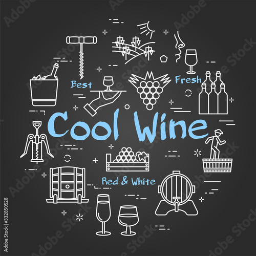 Vector black line round Cool Wine concept