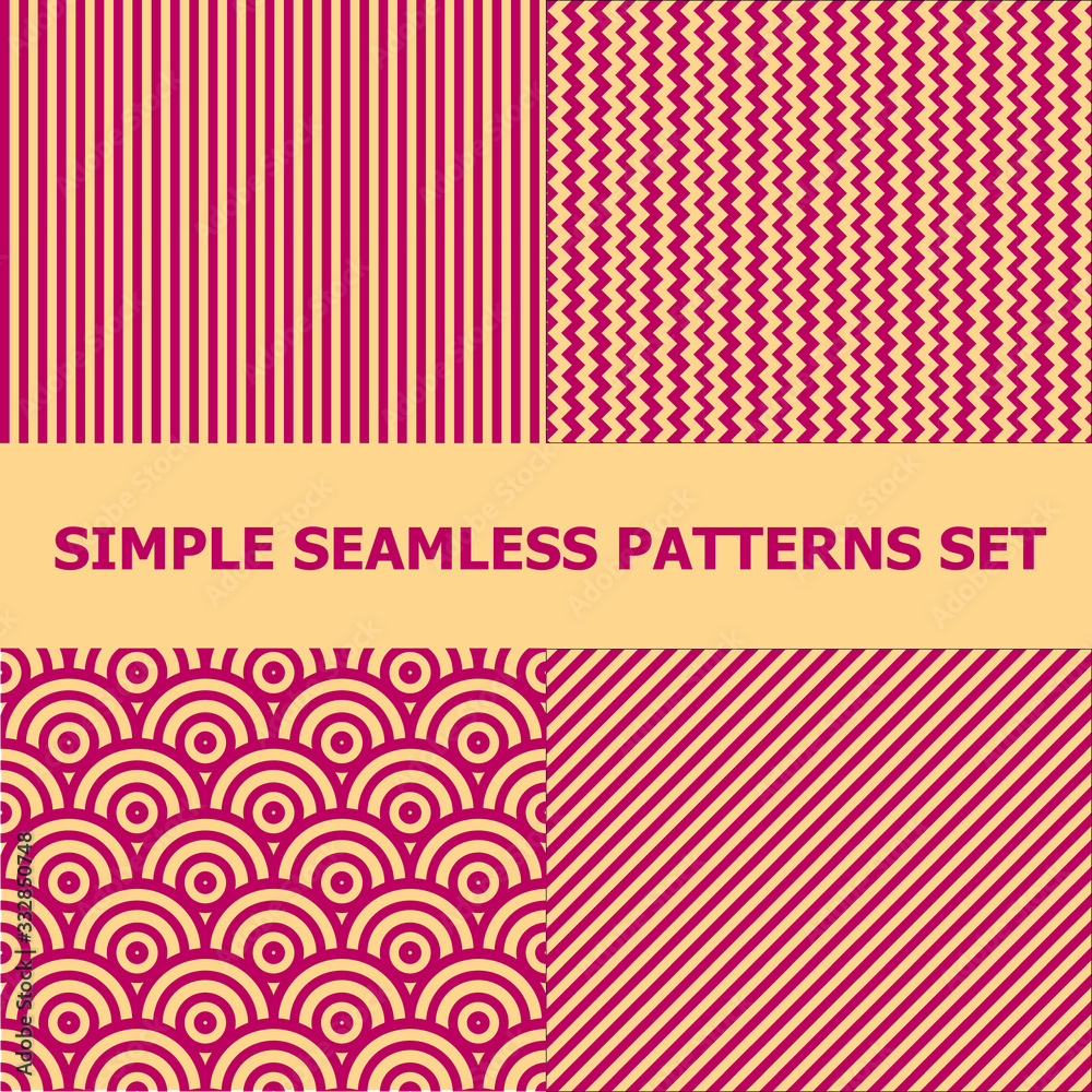 Set of 4 minimal style patterns. Retro style ornaments suitable for textile, wrapping paper, tiles and backgrounds.