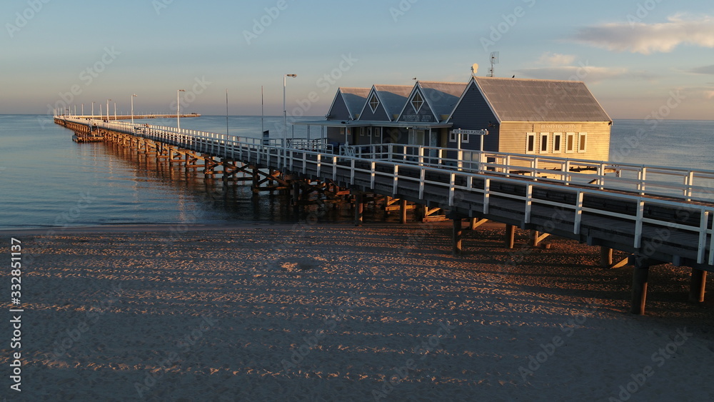 Aerial Drone Images Busselton Jetty at sunrise Western Australia  