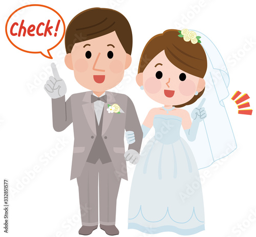 結婚式　披露宴　チェックポイント　新郎新婦　イラスト