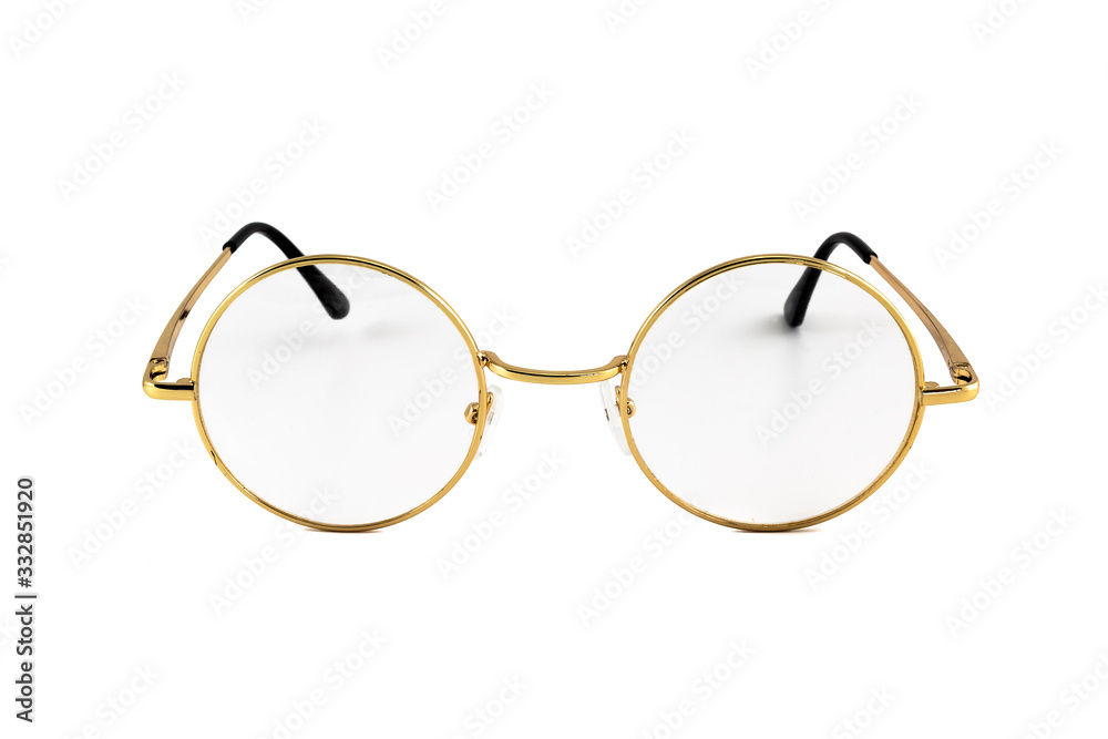 Street Style Reading Glasses with Oval Gold Frame isolated on white background - Front View Street Style Reading Glasses with Oval Gold Frame isolated on white background - Front View