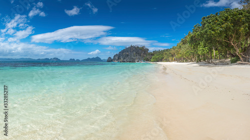 Coastal Scenery of El Nido  Palawan Island  The Philippines  a Popular Tourism Destination for Summer Vacation in Southeast Asia  with Tropical Climate and Beautiful Landscape.