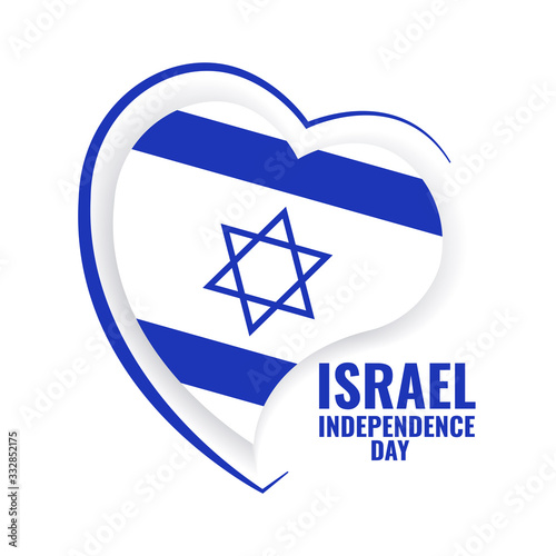 Vector Illustration of Independence Day of Israel. Israel flag in heart shaped
