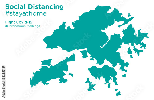HongKong map with Social Distancing #stayathome tag