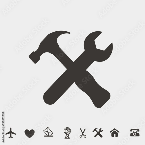 hammer and wrench icon vector illustration and symbol for website and graphic design