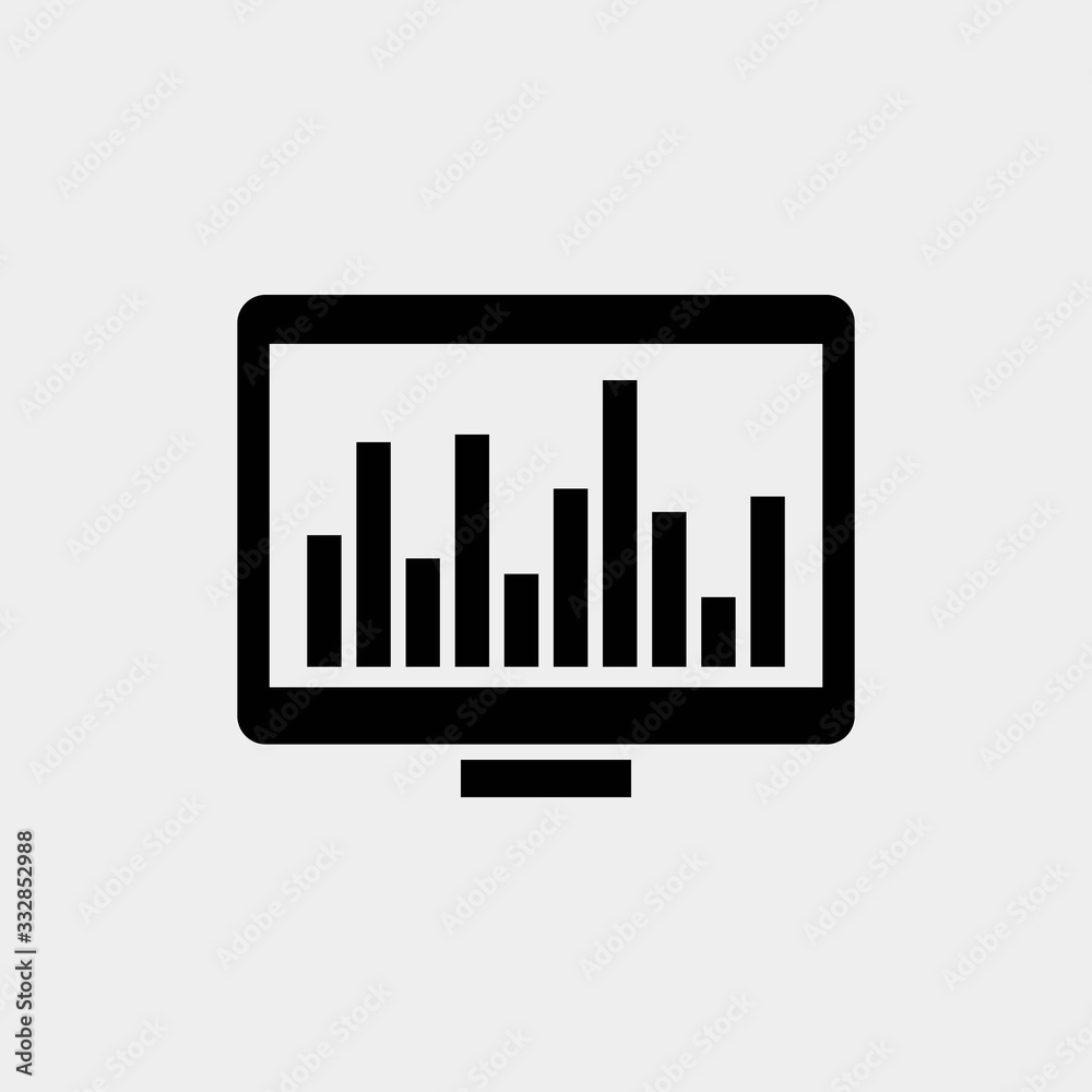 info graphs on computer icon vector illustration and symbol for website and graphic design info graphs on computer icon vector illustration and symbol for website and graphic design