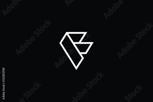 Obraz na płótnie Minimal elegant monogram art logo. Outstanding professional trendy awesome artistic 3D F VF FV initial based Alphabet icon logo. Premium Business logo White color on black background w salonie