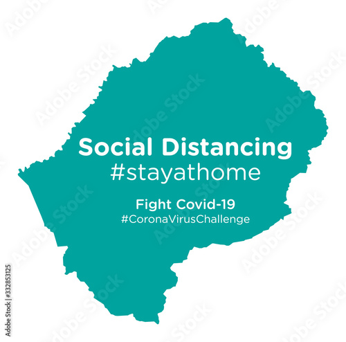 Lesotho map with Social Distancing #stayathome tag
