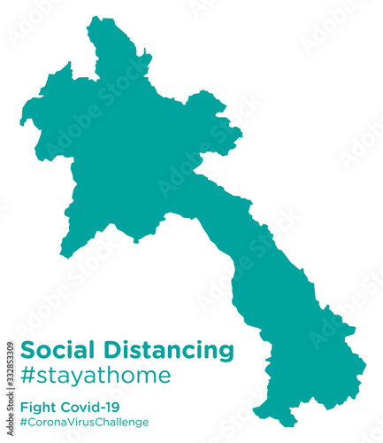 Laos map with Social Distancing #stayathome tag