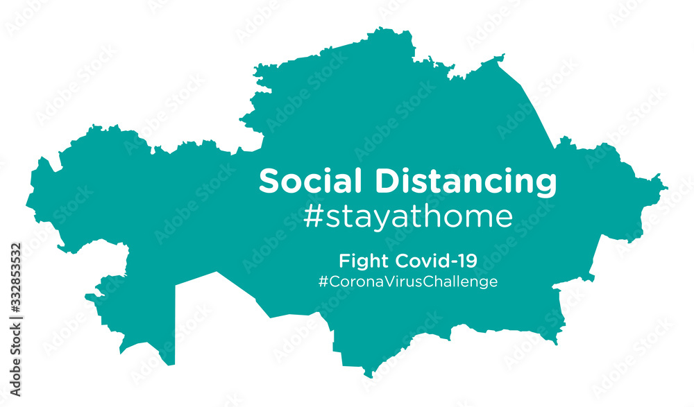 Kazakhstan map with Social Distancing #stayathome tag