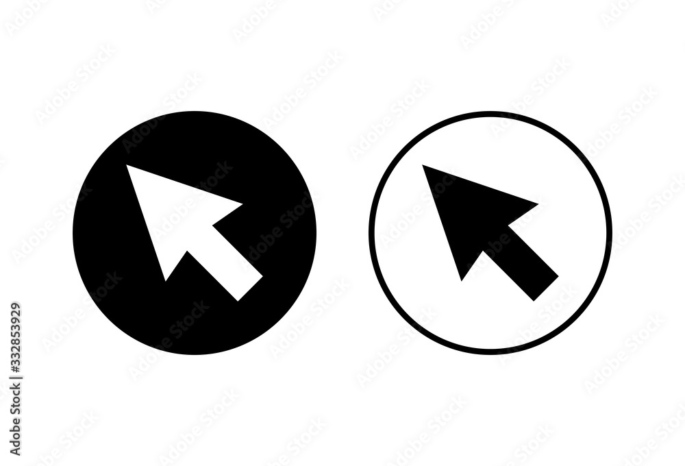 Click icons set on white background. Cursor icon. Computer mouse click cursor black arrow icons Click icons set on white background. Cursor icon. Computer mouse click cursor black arrow icons