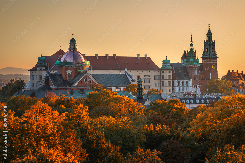Cracow old town in autumn time, Poland, UNESCO - obrazy, fototapety, plakaty 