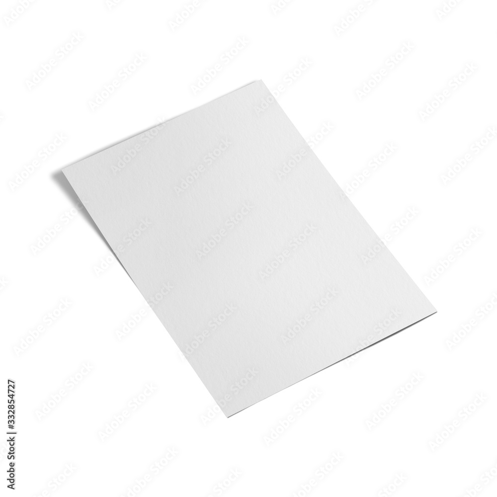 Blank white paper mockup template on isolated white background, 3d illustration Blank white paper mockup template on isolated white background, 3d illustration